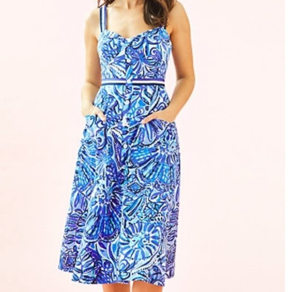 Lilly Pulitzer Dresses & Skirts - Lilly Pulitzer Ellee Midi dress Iris blue new 2